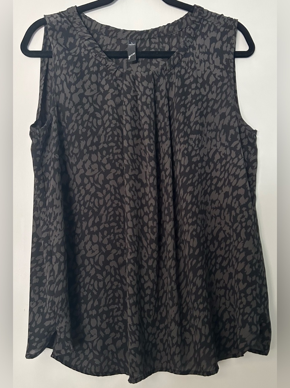 GNW Sleeveless Printed Blouse - Black/Gray Size L